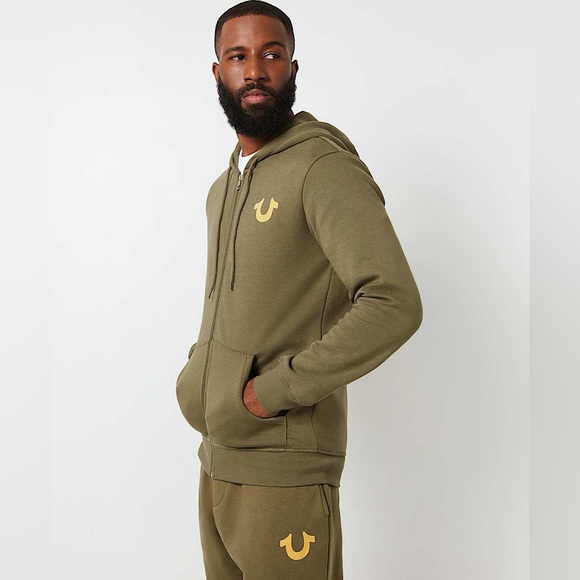 True Religion World Tour Long Slv Cotton Blend Graphic Fleeceback Fullzip Hoodie - Picture 2 of 16